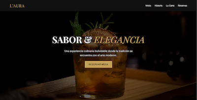 Página web de L'Aura - Restaurante de alta cocina